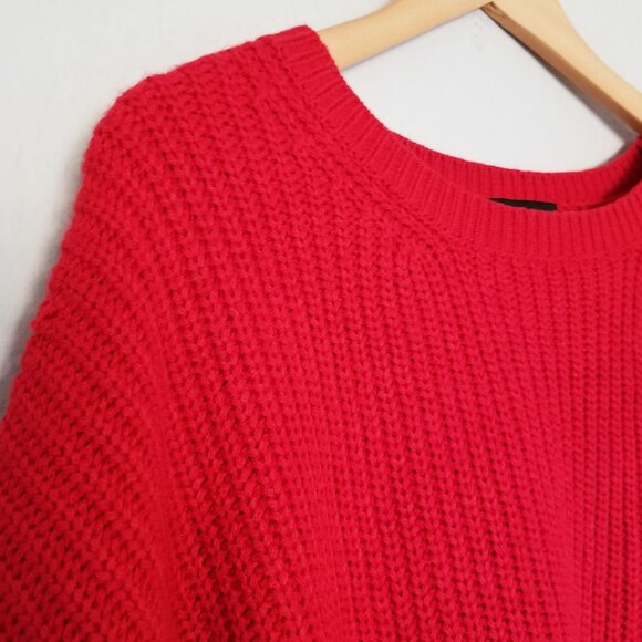 Sanctuary Red Crewneck Wide Cuffed Long Sleeves Pullover Sweater Jumper Size M - Picture 14 of 14